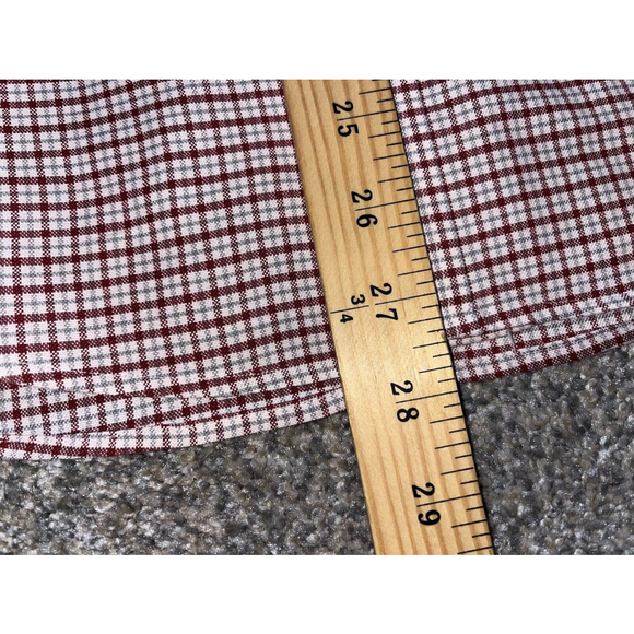 LL Bean Mens Button Up Size 15 1/2 Red Plaid Button Up Long Sleeve Shirt Thick - Picture 7 of 11